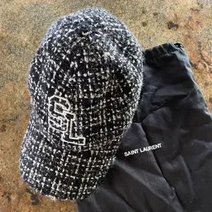 Saint Laurent Casquette Tweed Hat Saint Laurent Casquette Tweed Baseball Cap In Black | ModeSens main image 3